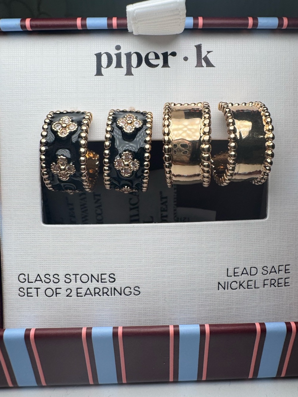 Gold & Black Huggie Earrings Set